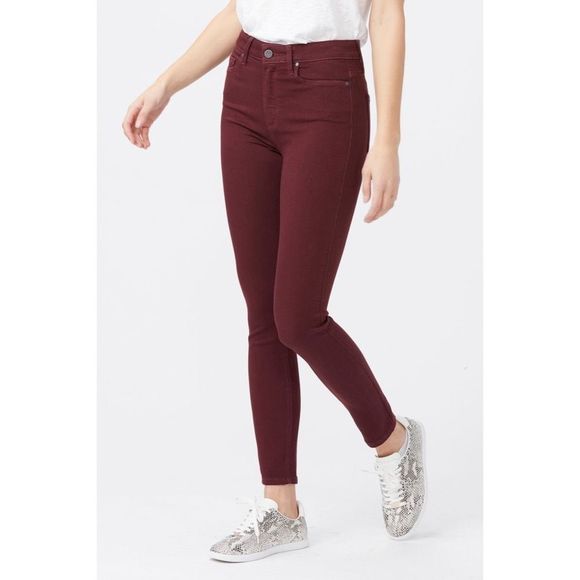 PAIGE Hoxton Ankle Skinny Jean High Rise Stretch Midnight Affair Burgundy 25 NWT - Picture 10 of 10